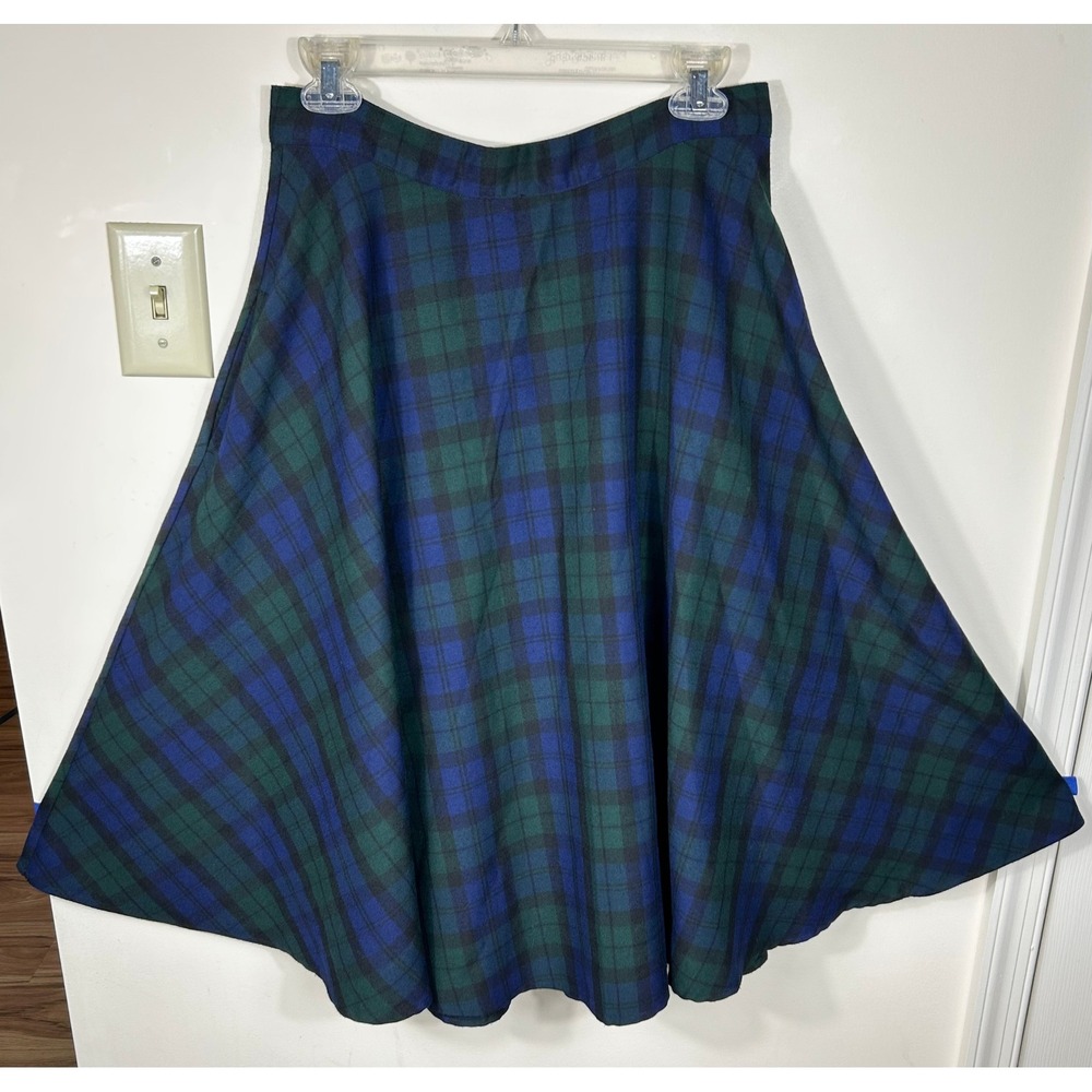 Hell Bunny Vixen Swing Skirt L‎ Tartan Plaid Pockets Rockabilly Academia Punk